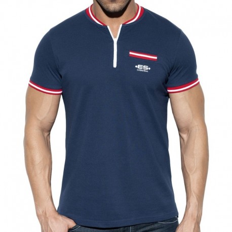 ES Collection Mao Zip T-Shirt - Navy XL