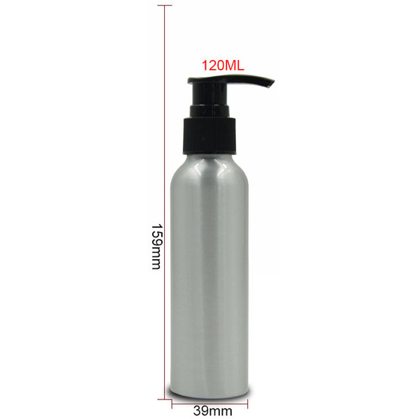 120ml portable aluminum pump makeup bottle refillable empty lotion sprayer bottle travel cosmetic containers 10pcs/lot fz134