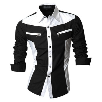 jeansian Spring Autumn Features Shirts Men Casual Shirt Long Sleeve Slim Fit Male Shirts Zipper Decoration (No Pockets) Z018