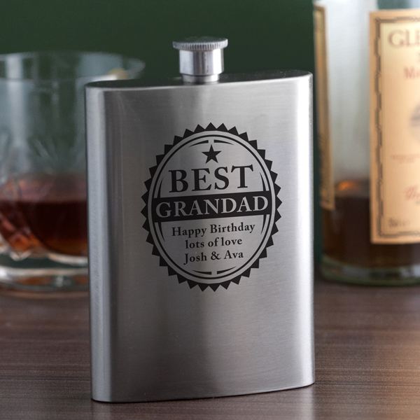 Personalised Best Grandad Hip Flask