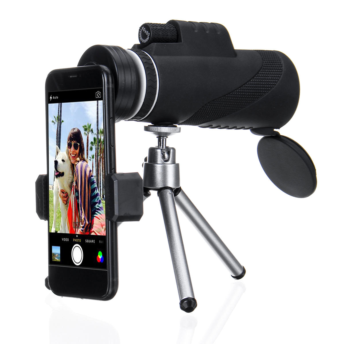40x60 HD Monokular Zoom Militär Jagd Nachtsichtteleskop / Stativ Telefon Clip