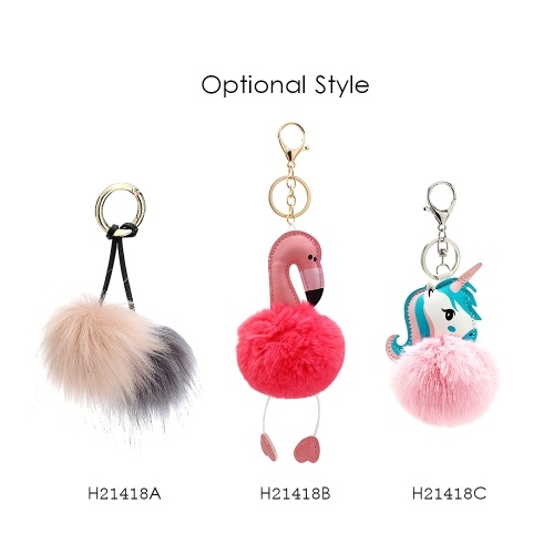 Soft Faux Fur Ball Key Chain Pompom Key Ring Handbag Purse Car Pendant Ornament Decor
