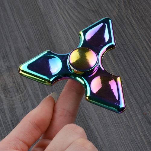 Nueva caliente de metal de primera aleación de zinc tri Fidget dedo de mano Spinner Spin Triángulo Widget Focus Toy EDC Pocket Desktoy regalo para ADHD Niños Adultos aliviar la ansiedad de estrés Rainbow Color