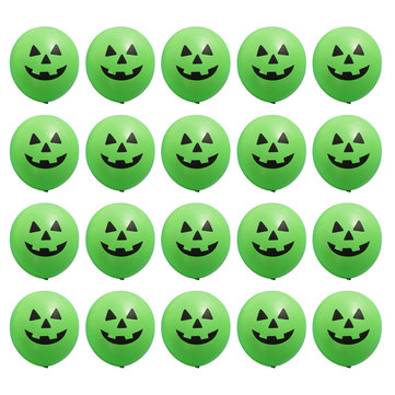 20Pcs Green Color Pumpkin Similing Face Balloons