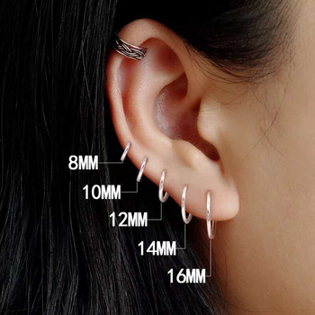 CANNER 1 Pair Small Hoop Earrings 925 Sterling Silver Circle Round Huggie Hoop Earrings for Women Men Ear Ring Ear Bone Buckle