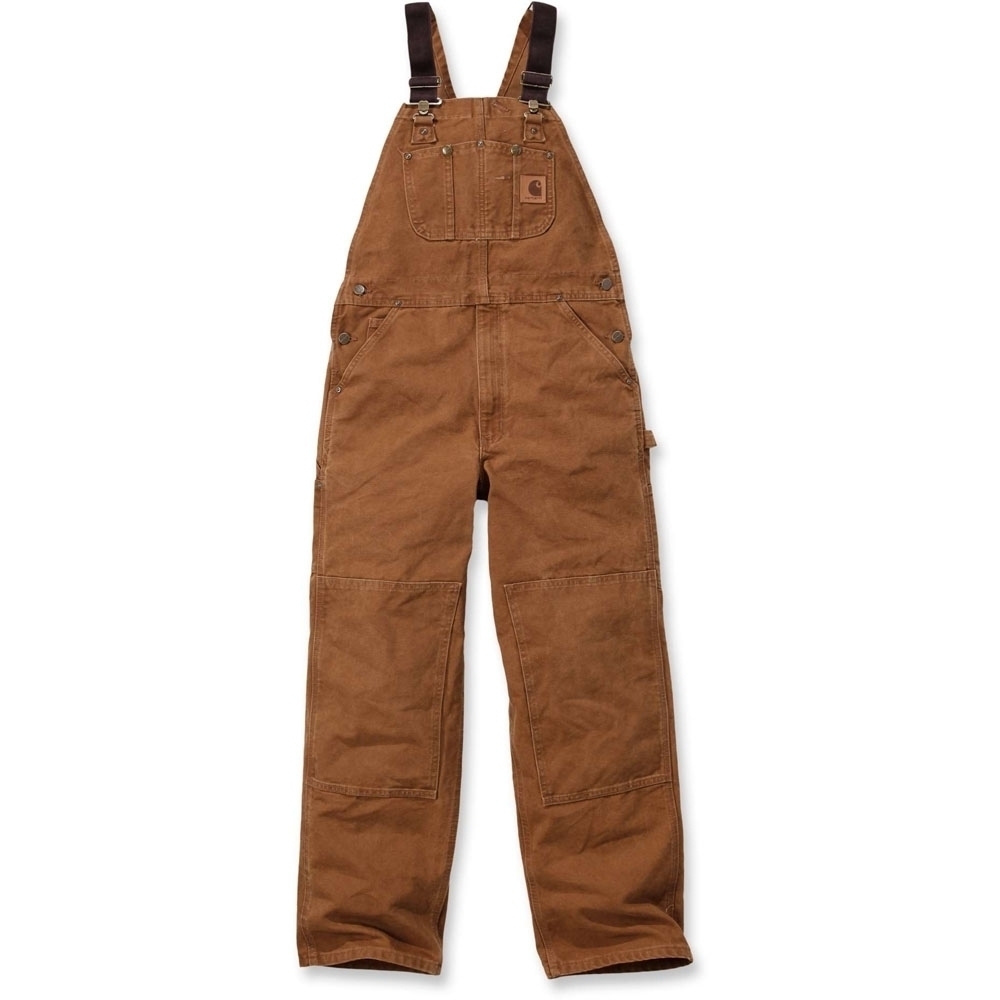 Carhartt Mens Sandstone Bib Overalls Suspender Pants Trousers Waist 34' (86cm)  Inside Leg 34' (86cm)