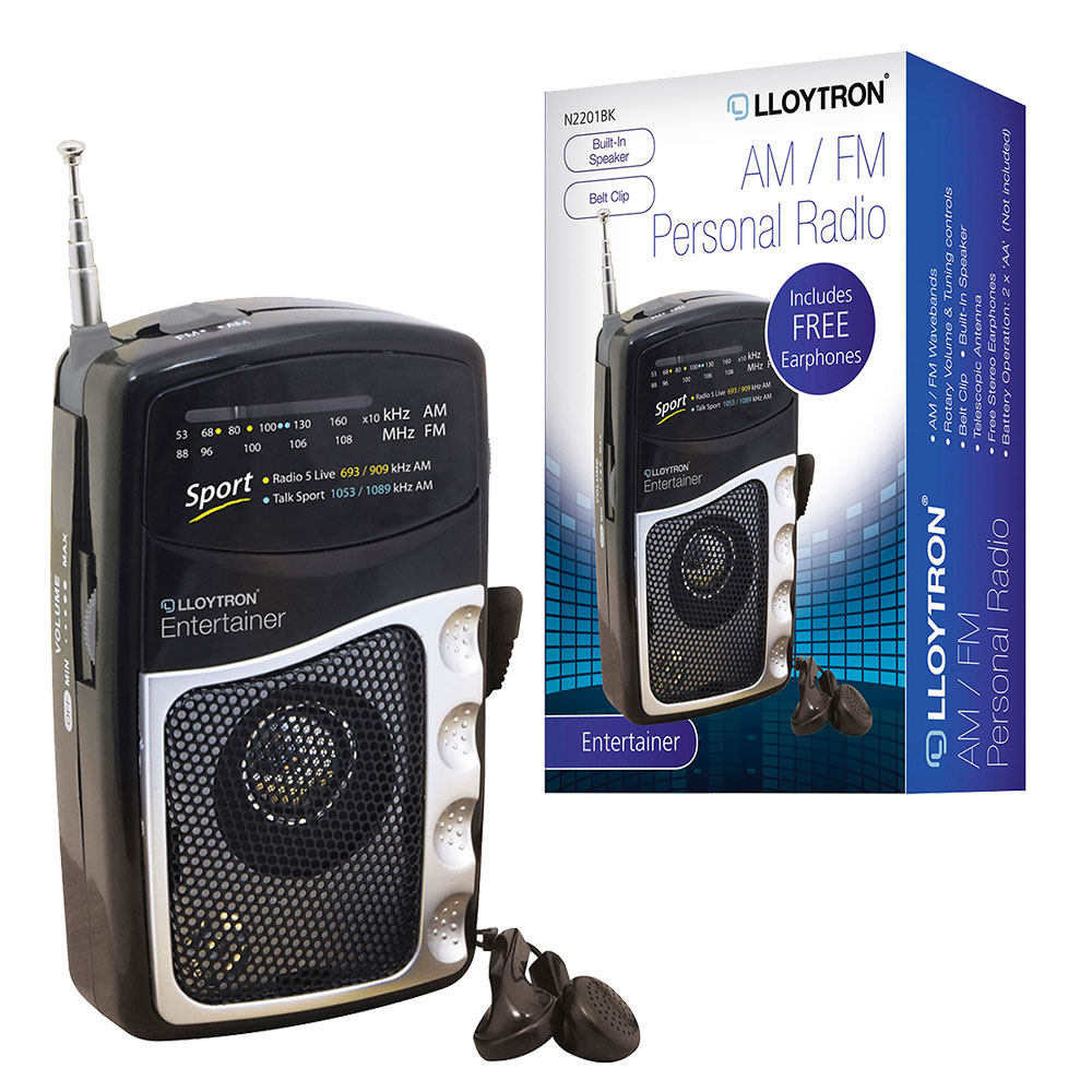 Lloytron ''Entertainer'' 2 Band AM and FM Personal Compact and Portable Radio With Earphones