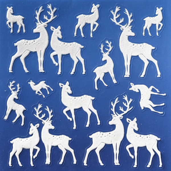 Laserglimmer-Sticker, Rehe, 18x18 cm, weiß