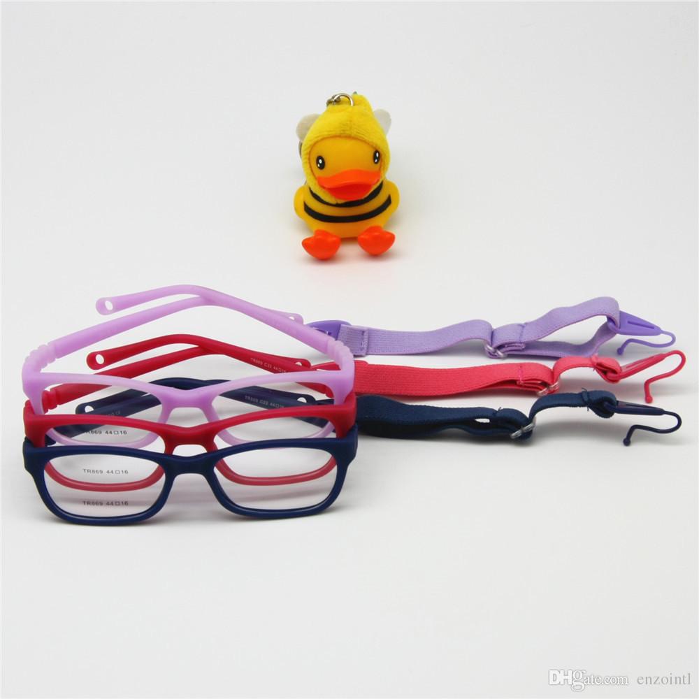 Kids Glasses Frame with Strap Size 44/16 One-piece No Screw 3-5Y, Bendable Optical Children Glasses for Boys & Girls