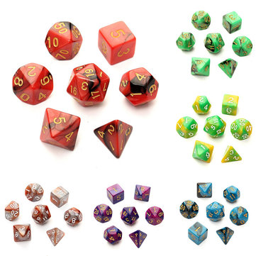 7pc/Set TRPG Games Gaming Dices D4-D20 Multi-sided Dices 6 Color Intelligence Toys