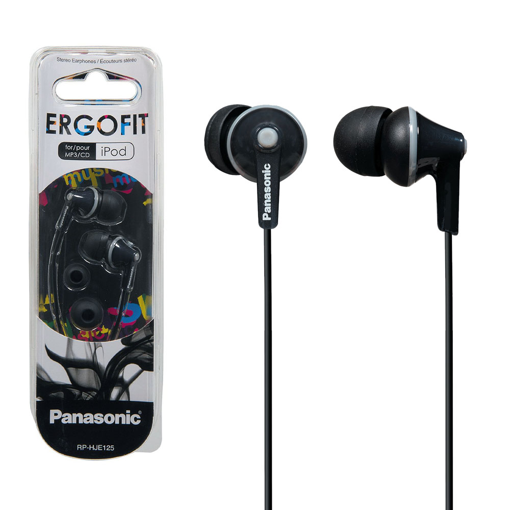 Panasonic RP-HJE125E-K Ergo Fit In-Ear Headphones / Earphones - LIMITED STOCK ONLY