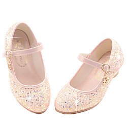 Girls' Heels Princess Shoes Synthetics Little Kids(4-7ys) Big Kids(7years ) Daily Walking Shoes Sparkling Glitter White Blue Pink Spring Fall