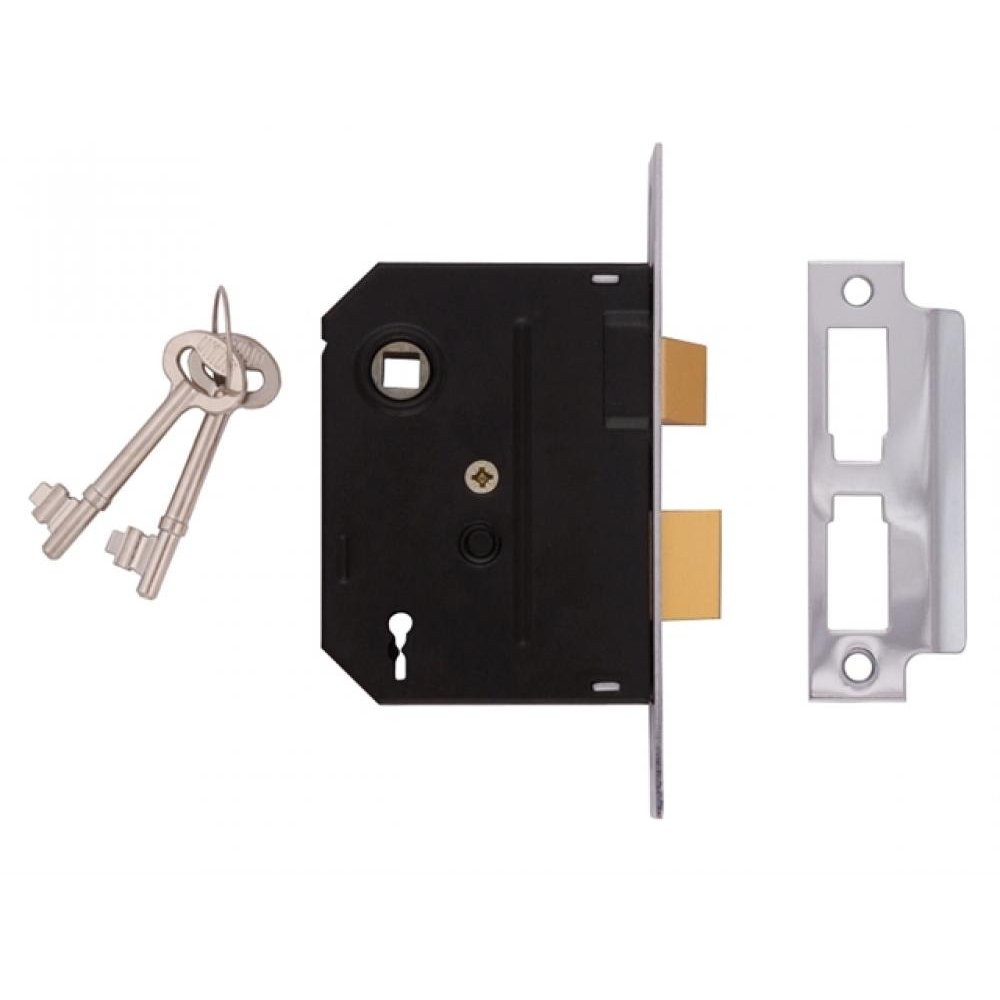 Union 2295 2 Lever Mortice Sash Lock Polished Brass 76mm 3in Visi Pack