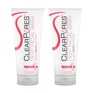 ClearPores Nettoyant Visage Anti-Acne - Regulateur pH & Niveaux Sebum - Formule Sans Huile - 2x170ml