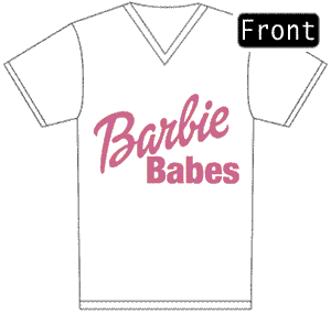 Barbie Babes V-Neck T-Shirt Size 8-10 Printed Front & Back