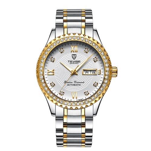 TEVISE T807B reloj de pulsera de los hombres reloj de la marca Semi-automático mecánico de moda reloj de lujo a prueba de agua luminoso reloj casual de negocios