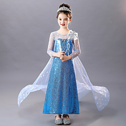 Princess Flapper Dress Dress Party Costume Girls' Movie Cosplay Cosplay Costume Party Blue Dress Christmas Children's Day New Year Polyester Organza
