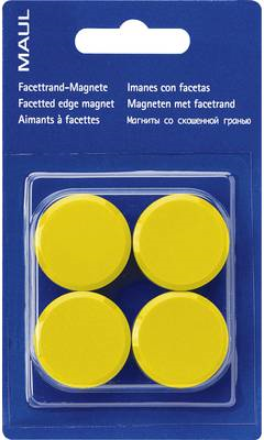 Maul Magnet MAULpro (Ø x H) 30 mm x 10 mm rund, Facettrand Gelb 4 St. 6177213 (6177213)