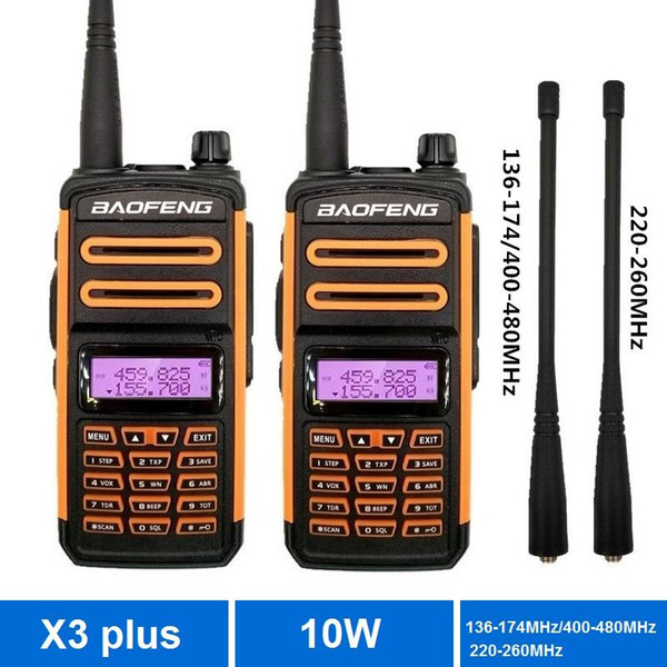 2020 2PCS Baofeng X3 plus Walkie Talkie 10W Tri-band 220-260MHz Amateur Radio Scanner VHF UHF Ham CB Radio Transceiver Woki Toki