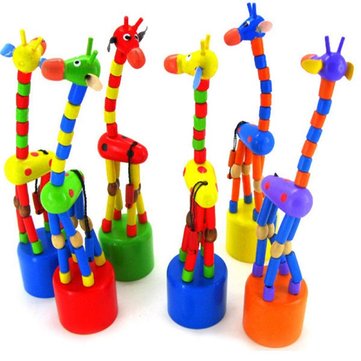 Giraffe Shaped Wood Standing Colorful Intelligence Toys Child Growing Toy