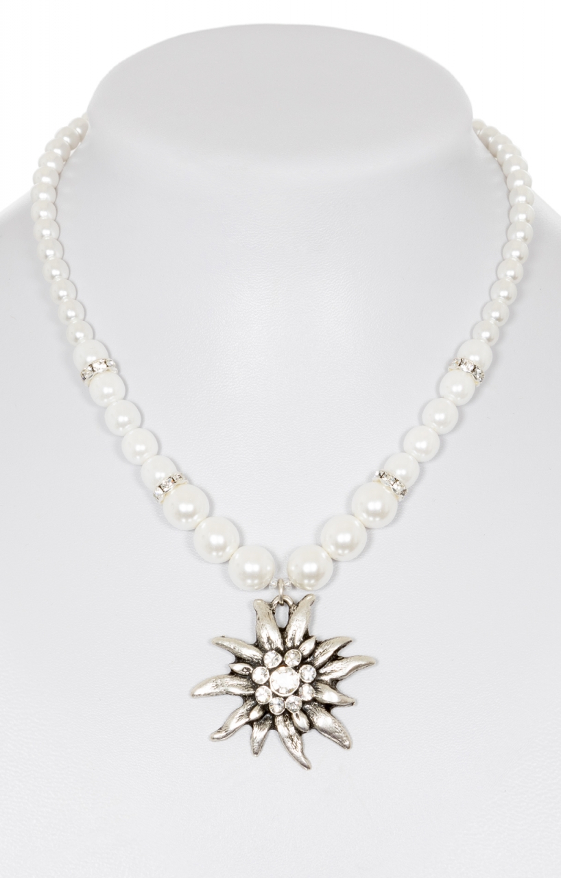 Tradtional Wax pearl necklace with big edelweiss 8782