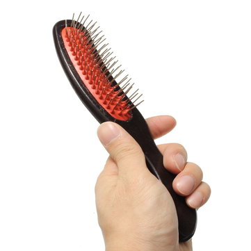 Wooden Handle Hair Comb Steel Teeth Brush Styling Hairdresser Barber Training Head Model