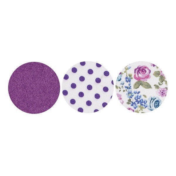 Stoffkreise für Knöpfe mit 16 mm Ø, violett/gemustert, 50er Set