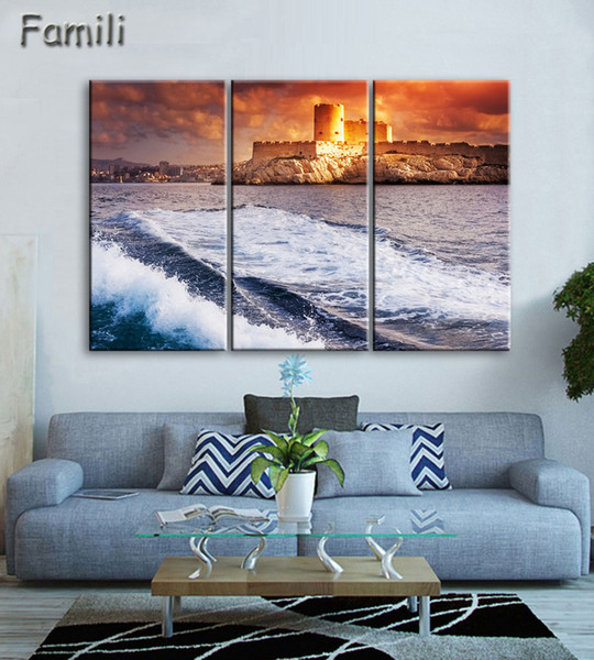 2019 canvas painting fallout wall art 3 panel modern sea wave landscape painting picture canvas art for living room unframed