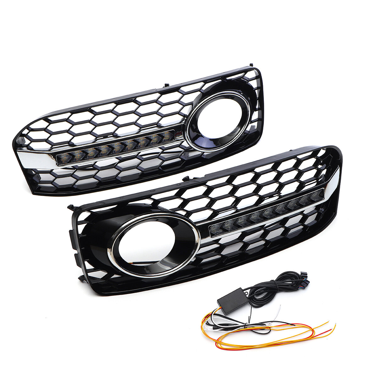 Flowing LED Front Bumper Grille Fog Light Turn Signal DRL For Audi A5 S5 2008-2012