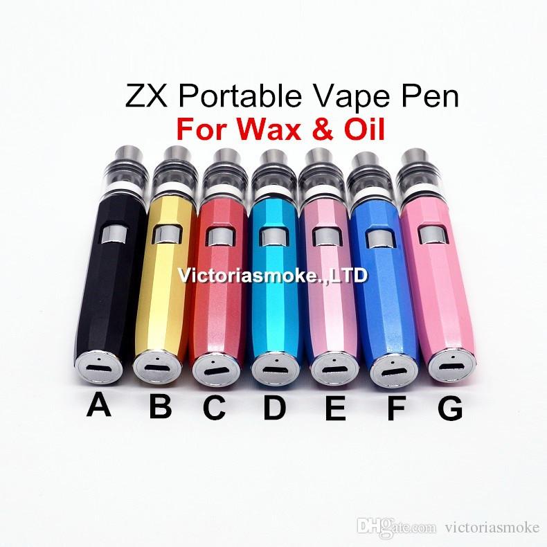 Authentic ZX Portable Vape Pen Kit Pure Ceramic Core for Wax & Oil 420mAh vape pen dry herb Vaporizer Pen e cigs cigarette Vapor Kits