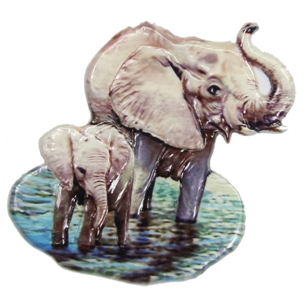 Wachsornament Elefanten, farbig, geprägt, 7,5 x 7,5 cm
