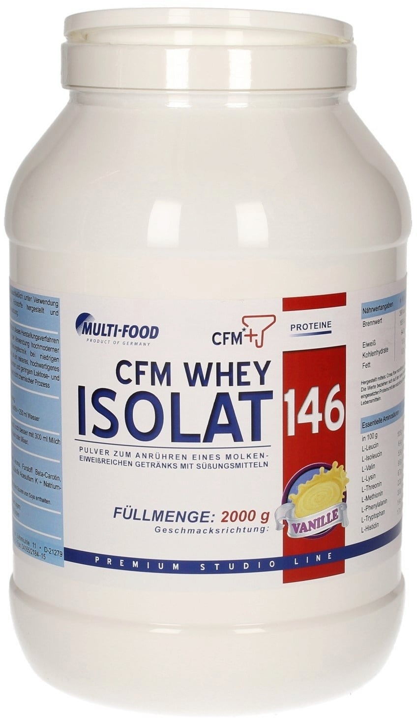 Multi-Food CFM Whey-Isolat 146, 2000g Dose - Vanille