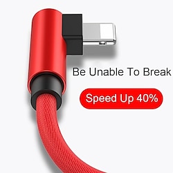 90 Degree USB Cable For IPhone 14 13 12 11 X 8 7 7plus 6 6S 5 Fast Charging Cable For IPad USB Charger Cable L Type Data Cable Lightinthebox