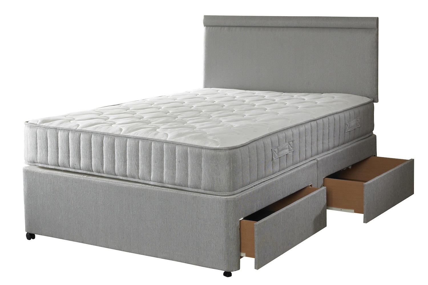 Grey Magic Pocket Series 1000 Memory Foam Divan Bed-Small Double-2 Drawers Either Side