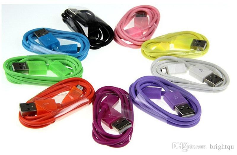 Colorful 1M 3ft Micro USB Data cable wire Charging Cable for android Samsung HTC Blackberry cell phone V8 USB Cable 500pcs/lot