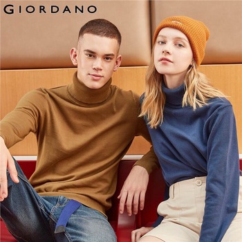 Giordano Men Sweater Turtleneck Knitted Sweater Men 100% Cotton Slight Stretechy Soft Blusa De Frio Masculino 01059858