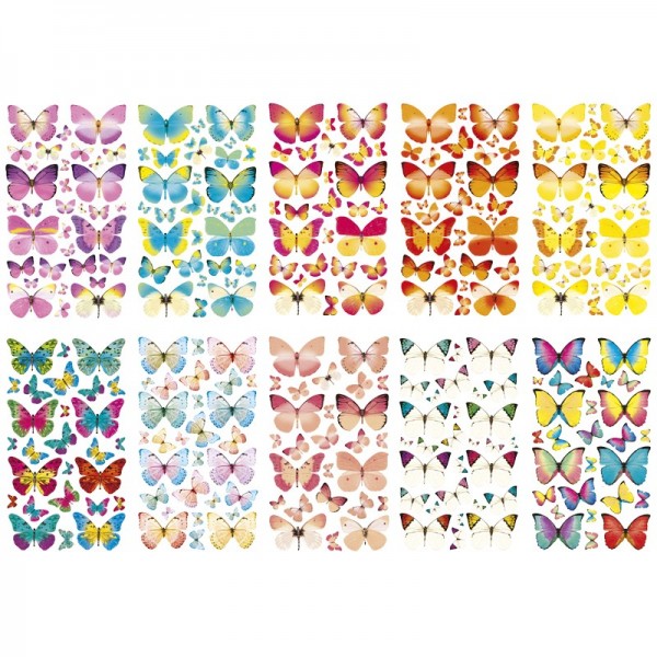 Glimmer-Relief-Sticker, Schmetterlinge, 11,5x20cm, 10 Stück