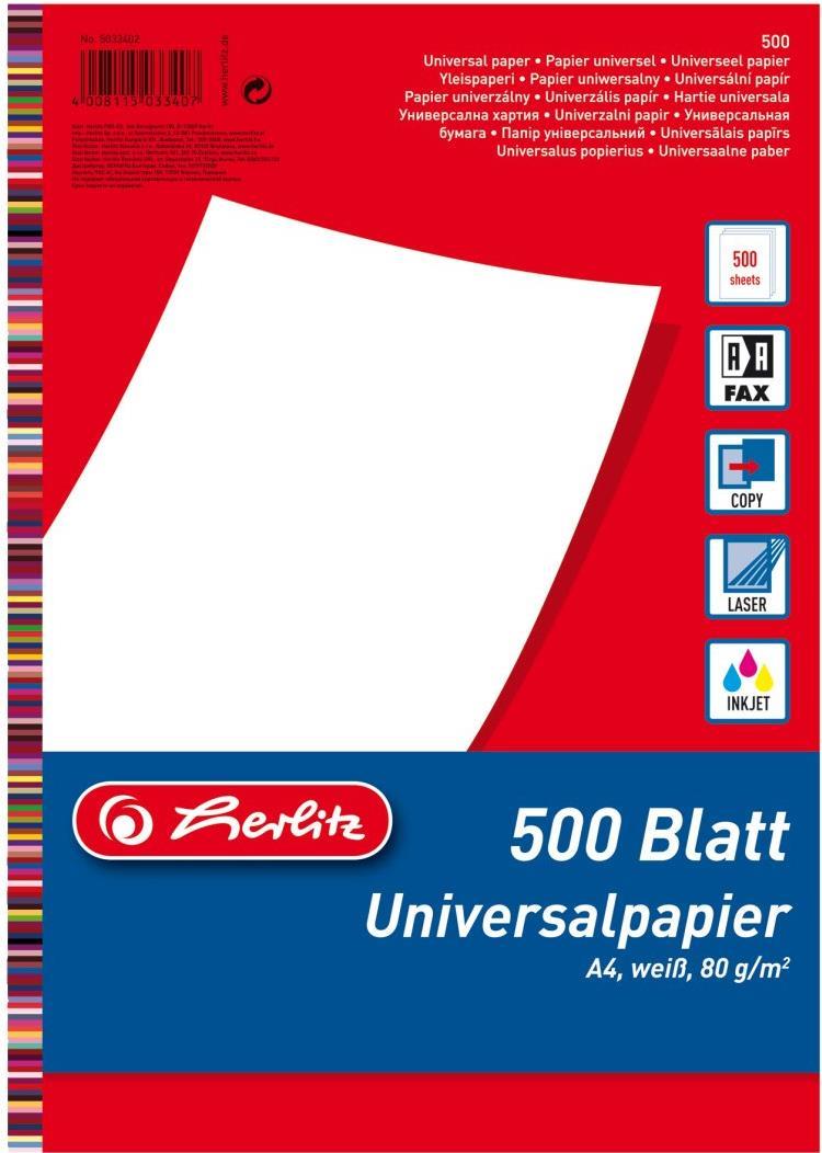 Herlitz 5033402 Druckerpapier A4 (210x297 mm) 500 Blätter Weiß (5033402)