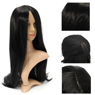 4 Colors Women Cosplay Wigs Long Straight Wig Black Hair Halloween Party Dress 80cm