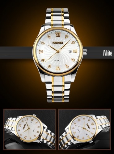 Reloj de acero inoxidable con cuarzo marca SKMEI 9101 para hombres y mujeres.