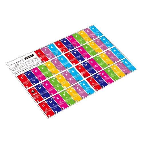 Etiquetas adhesivas de teclado de piano de Ammoon para 37/49/61/88 Teclados de teclas extraíbles de colores para niños Principiantes Aprendizaje práctico de piano
