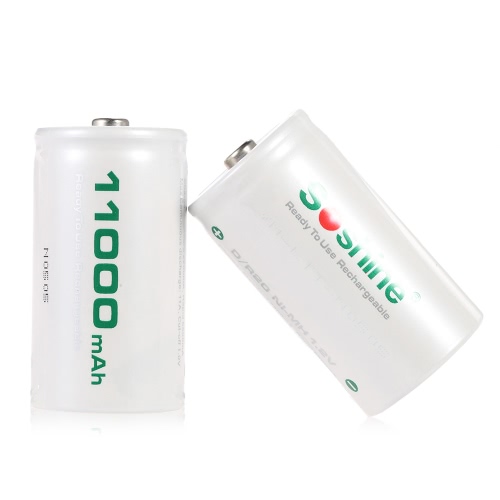 2pcs/lot Soshine D/R20 Size 11000mAh 1.2V Low Discharge Rechargeable Ni-MH Battery RTU D11000