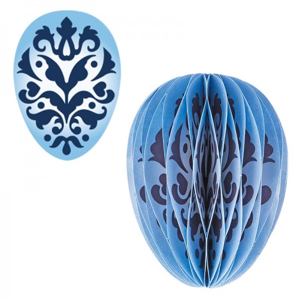Waben-Stanzteile, Osterei, Ornament blau, 5,5cm x 7,5cm, 100 Stück