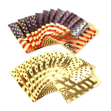 Gold Plastic Coated Playing Cards Poker Game USA National Flag Style Intelligence Game