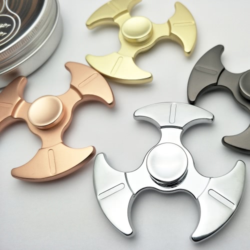 Zinc Alloy Knuckle Tri Finger Fidget Hand Spinner EDC Toys with Metal Box Axe-shaped Widget Focus Toys Gift for ADHD Children Adults Relieve Stress Anxiety Boredom Killing Time Pocket Desktoy