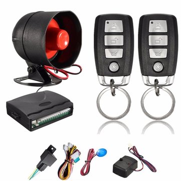 1 Way Car Security Alarm System w/2 Key Remote Controls Shock Sensor Universal