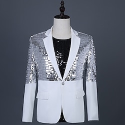 Disco Disco 1980s Jacket Tuxedo Suits  Blazers Men's Sequins Costume Vintage Cosplay Party / Evening Long Sleeve Coat Lightinthebox