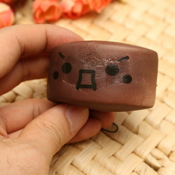 Squishy Black Rice Steamed Bun Random Emoji Face Patterns Phone Bag Strap Pendant Gift Toy 6*3*4cm
