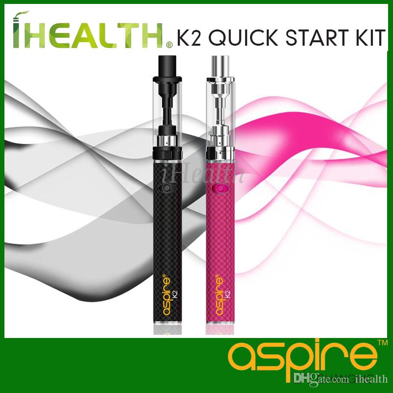 Authentic Aspire K2 Quick Start Kit 800mah K2 Battery 1.8ml K2 Atomizer with 1.6ohm BVC coil pre-installed Free DHL