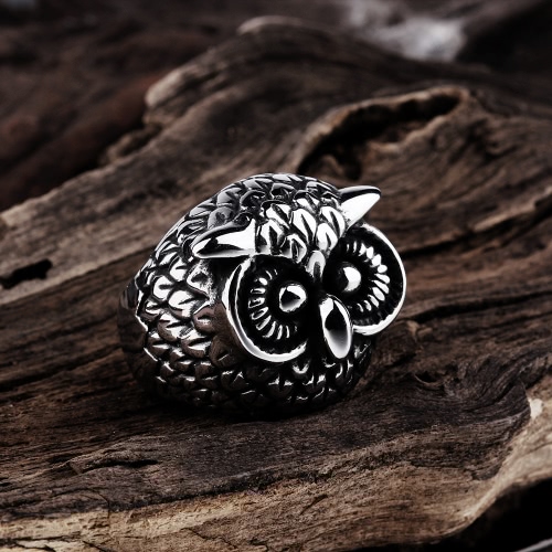 Romacci Animal Modelling Retro Black Cool Owl Finger Ring Jewelry